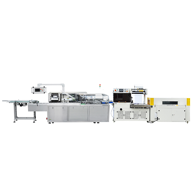 La máquina estuchadora automática modelo LB-160 se conecta con la máquina empacadora de película retráctil